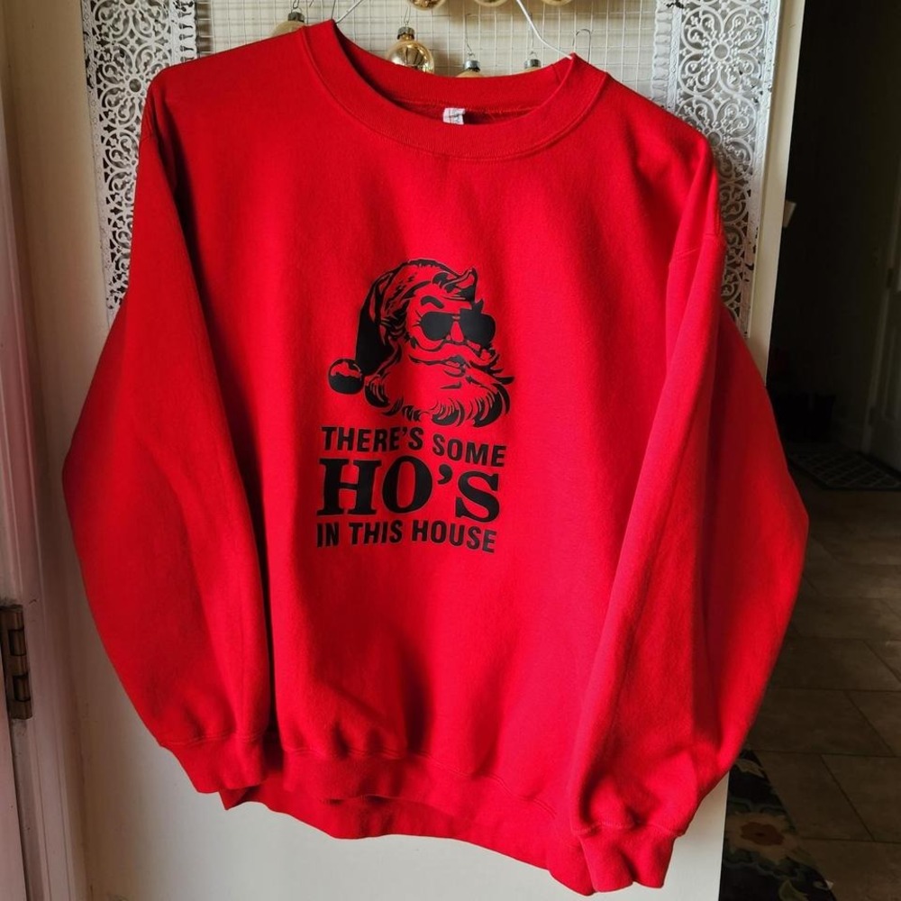 Santa Ho Ho Sweatshirt sz‎ L Holiday Red